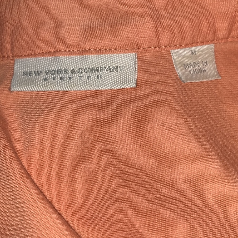 NY&Co Light Orange Short Sleeve Button Down Shirt *2 for $5* - Picture 6 of 8